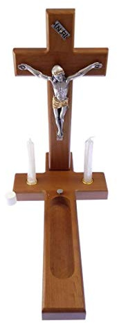 10 wood cross sick call set crucifix candles holy water bottle Communion