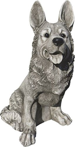 AnaParra Figura de jardín Perro Pastor alemán Andro 40cm. Natural Musgo de hormigón-Piedra