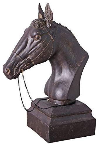 Unbekannt Pferdekopf Pferde Statue Pferdebüste Pferd Skulptur Polystein Braun Reitpferd Pferdefigur cw196 Palazzo Exklusiv