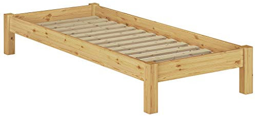 Erst-Holz®Futonbett Kiefer massiv 100x200 Einzelbett Holz Natur Bettrahmen Federleisten-Rollrost 60.35-10FL