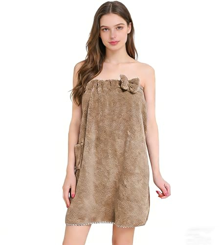 IBLUELOVER Saunakilt Damen Mädchen Sauna Kilt Mit Klettverschluss Tasche Saunamantel Gummizug Saunatuch Pool Badezimmer Saunahandtuch Frauen Badetuch Baderock Frottee Morgenmantel Weich Handtuch