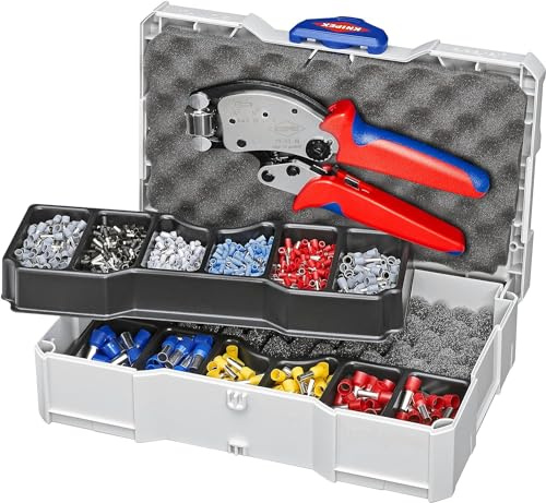 KNIPEX Crimp-Sortiment, 97 90 13 | Geeignet für Aderendhülsen mit Kunststoffkragen 1 x 97 53 18, 1 x 97 90 00, 9 x Aderendhülsen Sets 265 mm