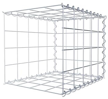 GABIONA Cesta de piedra de gavión rectangular, malla de 10 x 10 cm, profundidad de 40 cm, cesta de cultivo tipo 2, cierre de espiral, galvanizado (50 x 40 x 40 cm)