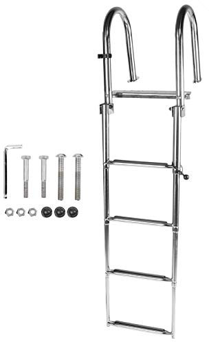 EBTOOLS pour echelle Bain Bateau Échelle de Bateau en Acier Inoxydable, échelle de Bateau Pliante télescopique 4 marches de Quai Marin escalier soudé renforcé Acier Inoxydable Echelle de Bateau plian