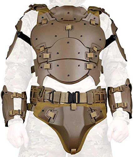 N/W Set di Armature tattiche Airsoft, Protezione Toracica Tattica Regolabile Molle, Cintura da Combattimento Regolabile per Protezione Gomito, Tuta Film CS