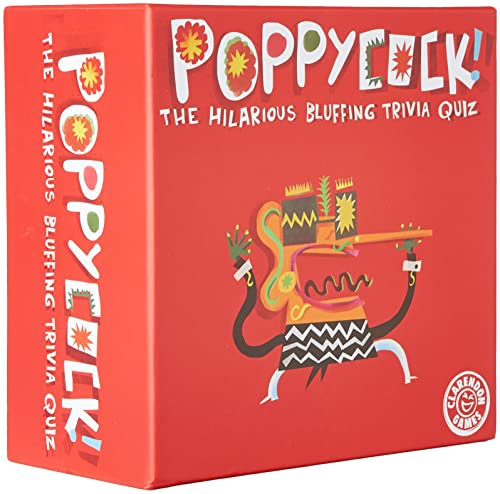 Poppycock - The Hilarious Bluffing Trivia Quiz, Clarendon Games, Anti-Genius Family Party Game Ages 10+, 2+ Players