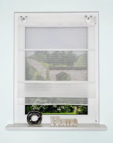 Magnetrollo Bambusoptik wollweiß inkl. Haken | Raffrollo mit Magnetraffung | Gardine ohne Bohren Montage direkt am Fenster | (70x210cm (Balkontür))