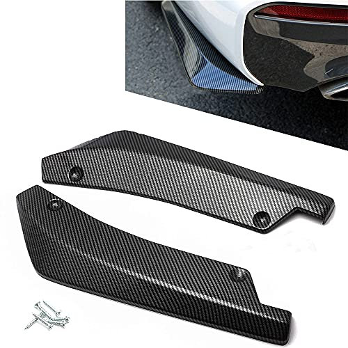 Ygapuzi Car Rear Bumper Lip Diffuser, Universal Auto Side Fender Skirt Splitter Canard Protector, Wrap Angle Spoiler with 6 Bolts, 1 Pair (Carbon Fiber)