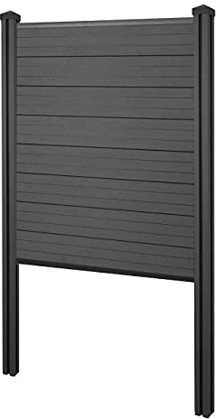 Mendler WPC-Sichtschutz Sarthe Basiselement schmal 105cm - anthrazit | Zaun Windschutz, WPC-Pfosten zum Einbetonieren
