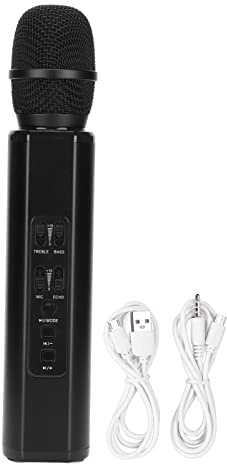 Micrófono Inalámbrico Bluetooth K6, Máquina de Altavoz de Micrófono de Mano Portátil para PC, Teléfonos Inteligentes para Adultos, para Cumpleaños, Fiesta Familiar, KTV(negro)