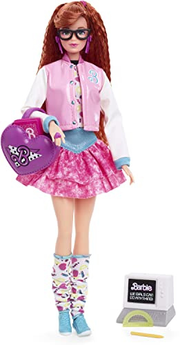 Barbie Rewind ‘80s Edition Doll, Schoolin’ Around, Wearing Dress & Accessories, with Crimped Red Hair, Gift for Collectors