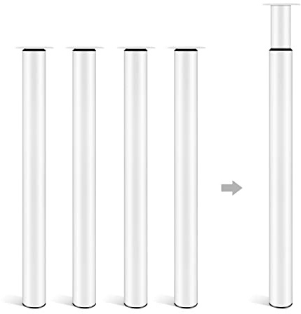 Dhouse Adjustable Breakfast Bar Legs 710-1100mm Metal Folding DIY Desk Worktop Legs for Dining Coffee Bar Table 60mm Diameter (White)