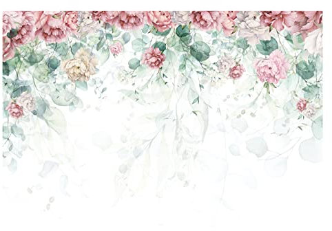 WallArena - Vlies Fototapete Kinderzimmer Rosa Blumen 368x254 cm - Fototapeten Tapeten Kindertapete - Vliestapete Wandtapete Tapete 3D Effekt - Hängepflanzen