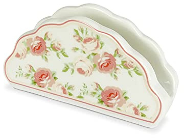 Nada Home Serviettenhalter aus Porzellan Wolken aus Stoff Shabby Chic Annette Blumen 5304