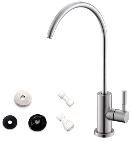 WEWE Drinking Water Faucet for Kitchen Sink, Kitchen Water Filter Faucet Stainless Steel for Reverse Osmosis or Water Filtration System Beverage Non-Air Gap RO Faucet Brushed Nickel Finish