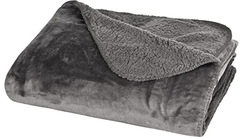 Moon Vivid Flanell Sherpa Wendedecke Kuscheldecke 150x200cm - anthrazit