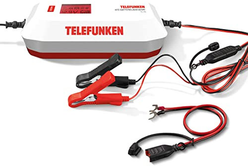 TELEFUNKEN Autobatterie Ladegerät TL 10A | Vollautomatisches Kfz-Batterie Ladegerät für Auto, Motorrad & Oldtimer | Erhaltungsladegerät | Akkuladegerät für das Überwintern von 12V 24V Batterien