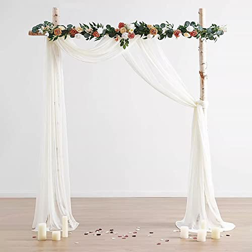 THATSRAD Querbehang Freihanddeko Chiffon Vorhang Hochzeit 130x550 cm Querbehänge Fensterdekoration Transparentem Voile Hochzeitsbogen Weiß Gardinen Querbehang Tüll für Fotografie Party Hochzeit