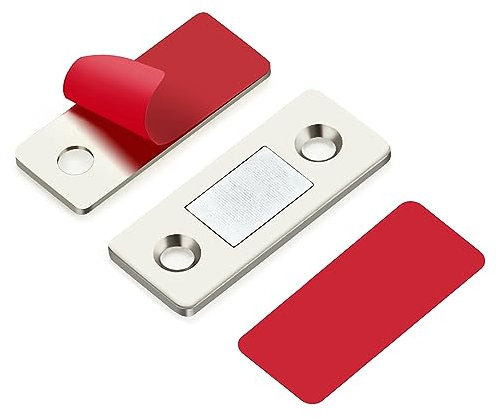 4 Pack Magnetic Door Catch Ultra Thin Cabinet Magnetic Catch Adhesive Silver Cabinet Door Magnets for Cupboard Wardrobe Closet Magnetic Cabinet Latch Stick on Cabinet Door Drawer