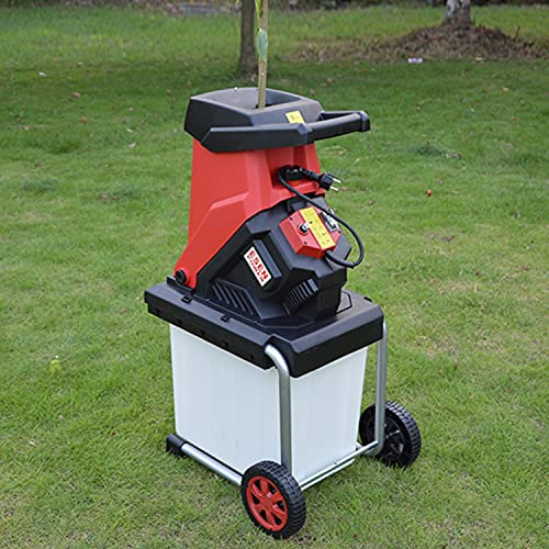 Trituratore Multifunzionale per cippatrice elettrica, biotrituratore da Giardino con Ruote con Contenitore da 45 Litri, capacità di Taglio Massima di 1,57 Pollici, Linea 10 m