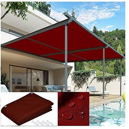 Sunshades For Patio Pool Shade Canopy Above Ground Rectangle 95% UV Block Pergola Replacement For Patio, Weather-Resistant Shade Cover Breathable Awning (Color : RED, Size : 3X7M)
