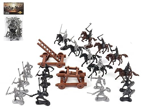22 teilige Mittelalter Soldaten Figuren, Mini Spielsoldaten Plastik Militärfiguren Spielfiguren Set Mittelalterliche Alte römische Soldaten Ritter Warriors Horses Armee Bogenschütze Militärspielzeug