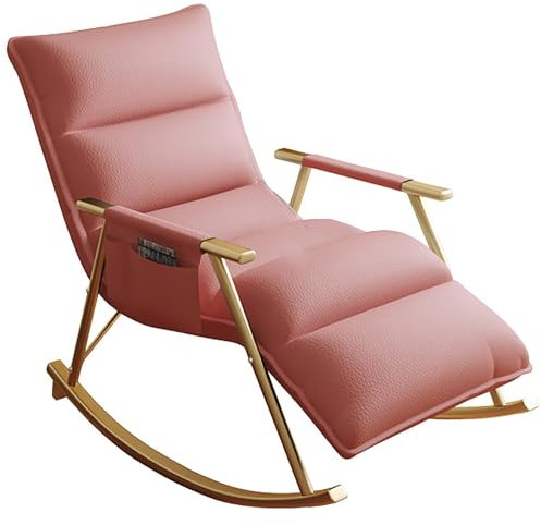 Verbreiterter Schaukelstuhl Outdoor, Übergroßer Stillstuhl Mit Stahlrahmen, Tragbare Bequeme Relaxsessel Schaukelsessel Für Terrasse, Hinterhof, Balkon, Veranda, Tragkraft: 150KG ( Color : Pink 1 )