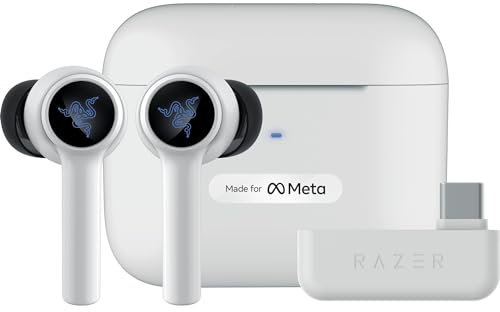 Razer Hammerhead HyperSpeed Wireless VR Gaming Headset: Meta Quest 2 and 3 Authorized, 2.4Ghz Wireless Over USB-C - Bluetooth 5.2 - Multi-Platform - ANC - 30 Hour Battery