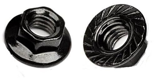 Sechskantmuttern mit Fransch DIN 6923 Edelstahl Schwarz V2A - M3 M4 M5 M6 M8 M10 M12 SCHWARZE Flanschmuttern (10, M 6)