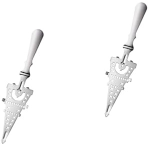 HEMOTON 2piezas Cucharón Colador De Acero Inoxidable Azúcar Cubos y Hielo Cucharilla De Bar Para Filtrar Absenta Utensilio De Cocina Para Hogar y Restaurantes Plata