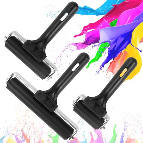 LPAMABA 6/10/15cm Gummiwalzen Gummi Malerwalze Farbwalze Farbroller Linolfarbwalze Linoldruck Walzen Kleberwalze Gummiroller Maler Andrückroller Brayer Roller Linoldruck Tintenfarbblock Blockdruck