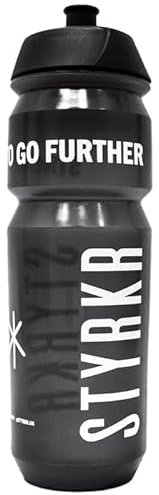 STYRKR Sports Water Bottle 750ml Cycling Water Bottle in Clear Transparent Black - Squeezable, Wide Mouth & Easy Clean - Bike, Sports or Gym