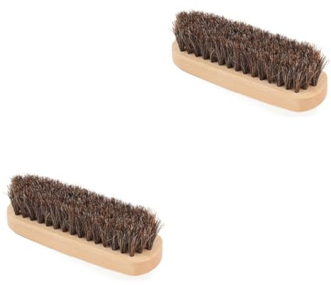 VALICLUD 2pcs Nubuck Brush Horsehair Shoe Brush for Boot Polish Wood Handle Professional Shine Cleaning Tool