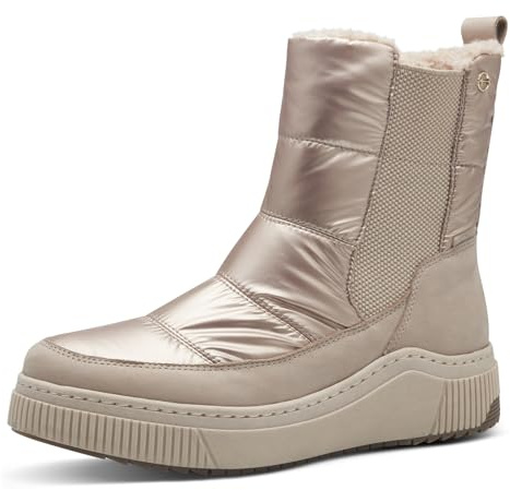 Tamaris Comfort bottes hiver femme sans talon doublées déperlantes, Beige, 38 EU