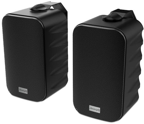 Audibax Delta 32 BT Black Pareja de Altavoces Bluetooth – Altavoces Activos de Alto Rendimiento para Pared – Compatible con Bluetooth - Alto Rango de Frecuencia (100Hz-20kHz) - Sonido Envolvente