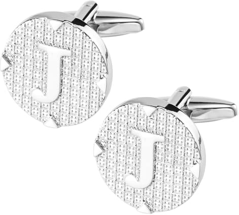 Dannyshi Manschettenknöpfe für Herren Edelstahl Manschettenknöpfe Klassische Initiale Manschettenknöpfe Gravur Silber Manschettenknöpfe Alphabet Buchstabe A-Z mit Geschenkbox