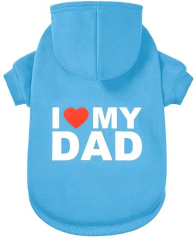 GreenJoy Hundepullover, Hunde-Kapuzenpullover für kaltes Wetter, Kapuzen-Sweatshirt für Welpen, Katzen, kleine, mittelgroße und große Hunde, Blau (I Love My Dad), Größe L