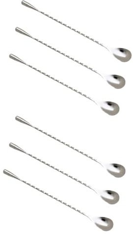 TOPBATHY 6 Piezas Barra Espiral Cuchara mezcladora de Bebidas cucharas para Mezclar cócteles Beber Cucharilla de cóctel Cucharilla de Bar Cuchara de Coctel Cuchara de Acero Inoxidable