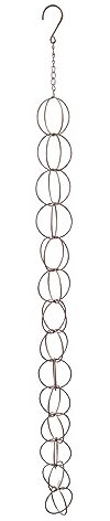 Sonew Regenketten-Windspiel, Elegante Metallring-Regenablaufkette mit Haken, Ideal für Zuhause, Balkon, Terrassendekoration – Eisenmaterial, 47,2 Zoll Lang
