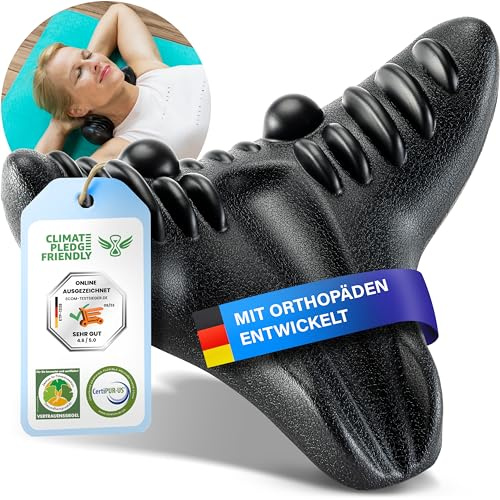 Healthfix® Neck Stretcher – Oreiller de Traction Cervicale pour Soulager les Cervicales | Étireur Orthopédique du Cou & de la Nuque | Coussin de Soutien Cervical (Noir)