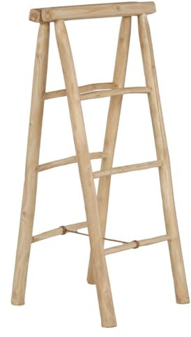 Meubletmoi Anksa Leiter für Handtücher und Wäsche, Höhe 102 cm, 3 Ebenen, aus Teakholz, roh, hell – Dekoration für Schlafzimmer und Badezimmer