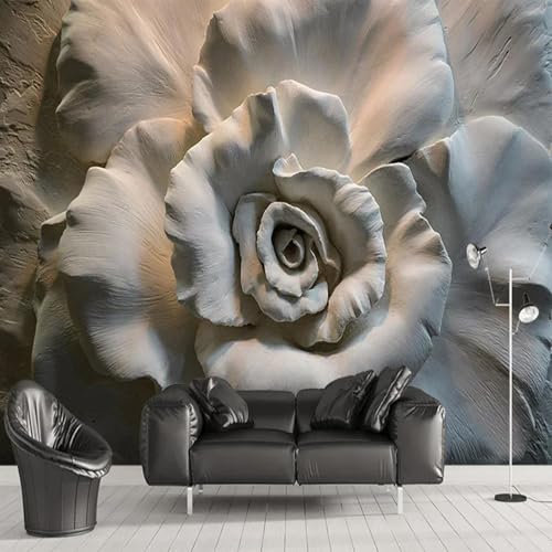 MIXUEXUNLU Mural Wallpaper 3D Relief Rose Wallpaper Living Room Sofa TV Background Wall Mural Home Decoration