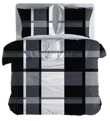 Leonado Vicenti Bettwäsche 135x200 4 teilig Winter Warm flauschig weich Fleece Kissenbezug 80x80 Thermo Schwarz Anthrazit