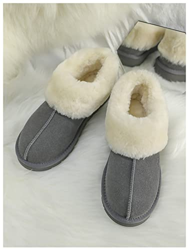 Chaussons Femme Pantoufles d'hiver 100% véritables Pantoufles de Neige de Peau de Mouton Femmes Femmes de qualité supérieure Australie Pantoufle Chaude Chaude for Femmes Chaussons Femme(Grey,41)