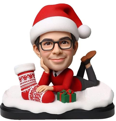 mydedor Individuelle Wackelkopf-Figur, personalisierbar, Weihnachtsmann, handgefertigte Wackelkopf-Figur, personalisiert für erwachsene Männer, Familie, Freund, Kollegen, Chef