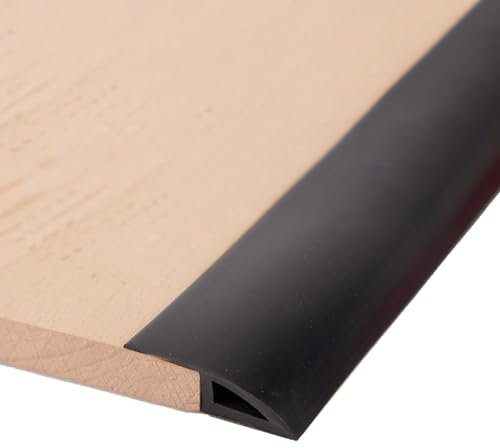 Schwellenleiste, glatter Übergangsstreifen aus PVC-Boden, zuschneidbare Trennleiste für Garage/Heim-Fitnessstudio, Teppichbesatz/Schwellenrampe, 3,3–33 Fuß, Schwarz-8 m,Black-8m(26.2ft)