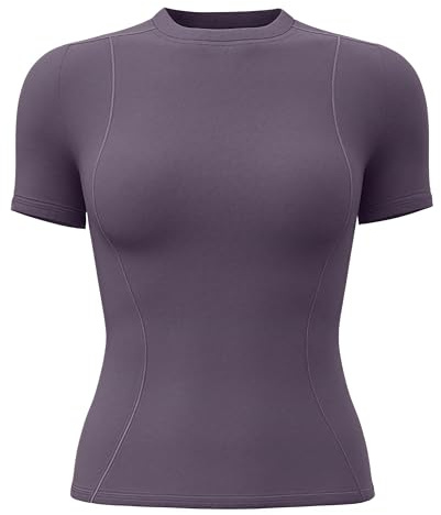ATRACTIVOLL Camiseta Deportiva de Manga Corta para Mujer, Camisetas de Yoga para Correr, Camiseta Elástica Corta