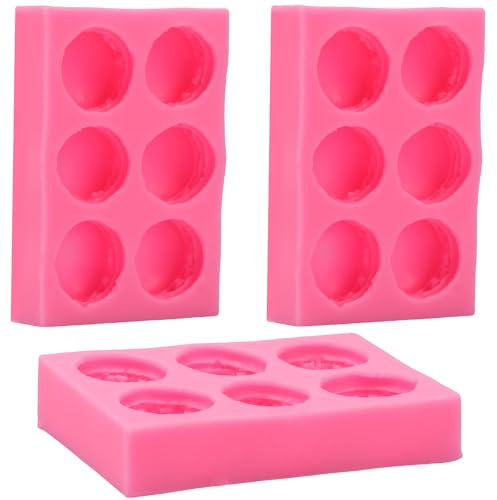 RHAIQBVC 3 moldes de silicona para macarrón, antiadherentes, resistentes al calor, de fácil liberación, con 6 cavidades, para cocinas domésticas (3, rosa)