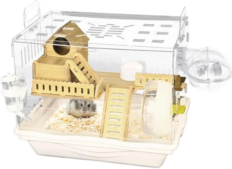 Hamsterkäfig | Transparente große Hamsterkäfige für optimale Tierbeobachtung | Doppelstöckige Villa Hamsterhaus | Einfache Montage Kleintierheim für Liebhaber, Familien