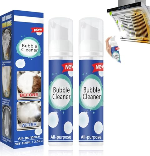 Detergente per Bolle da Cucina, Detersivo Cucina, Spray per Bolle di Pulizia Multiuso, Multipurpose Foam Cleaner, Foaming Heavy Oil Stain Cleaner, Schiuma Multiuso Detergente, 100ml, 2 Pezzi
